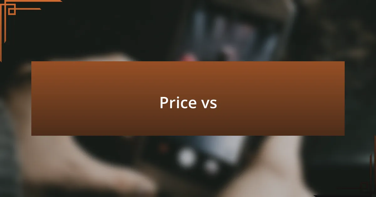 Price vs